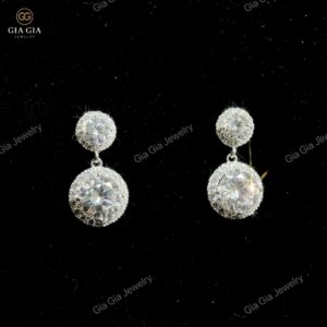 Bông Tai Bông Halo Tòn Ten B05 Cho Nữ Chất Liệu Bạc 925 Xi Bạc Kim 2 Lớp B05