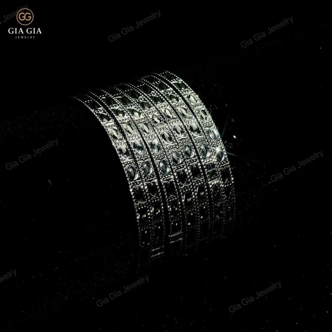 Vòng Xi Men Họa Tiết Hình Thoi XM2 Cho Nữ Chất Liệu Bạc 925 Xi Bạc Kim 2 Lớp Mã XM2